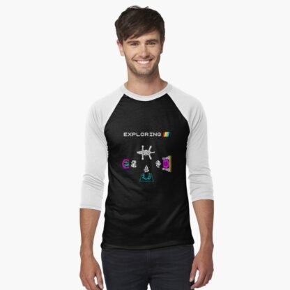 Atic Atac - Exploring - ZX Spectrum Computer Game Art - Atic Atac,Baseball ¾ Sleeve T-Shirt