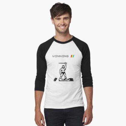 Barbarian - Winning - ZX Spectrum Computer Game Art - Baseball ¾ Sleeve T-Shirt