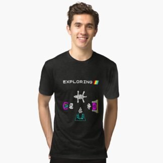 Atic Atac - Exploring - ZX Spectrum Computer Game Art - Tri-blend T-Shirt