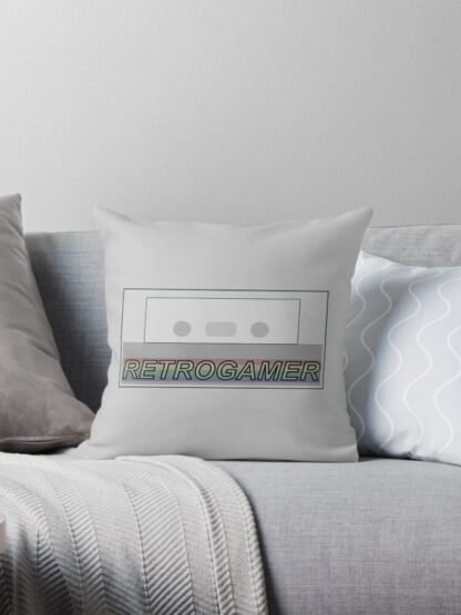 Retrogamer ZX Spectrum +2 Cassette Tape Computer Game Art - Throw Pillow